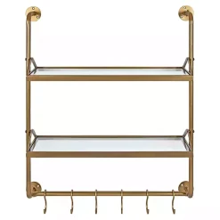 Best Kirklands Home Merit Gold Metal Wall Shelf with Hooks