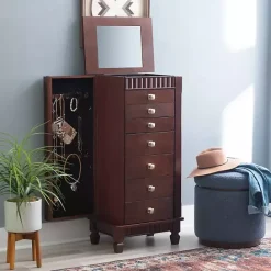 Kirklands Home Merlot Wood 7-Drawer Joslyn Jewelry Armoire Brown