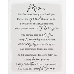 Clearance Kirklands Home Message to Mom Canvas Wall Plaque Gray