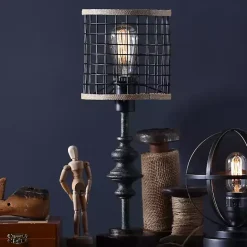 Kirklands Home Metal and Burlap Edison Lamp Brown