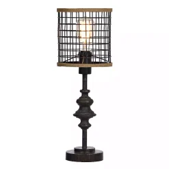 Kirklands Home Metal and Burlap Edison Lamp Brown