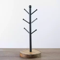 Outlet Kirklands Home Metal and Pine Wood Mug Tree