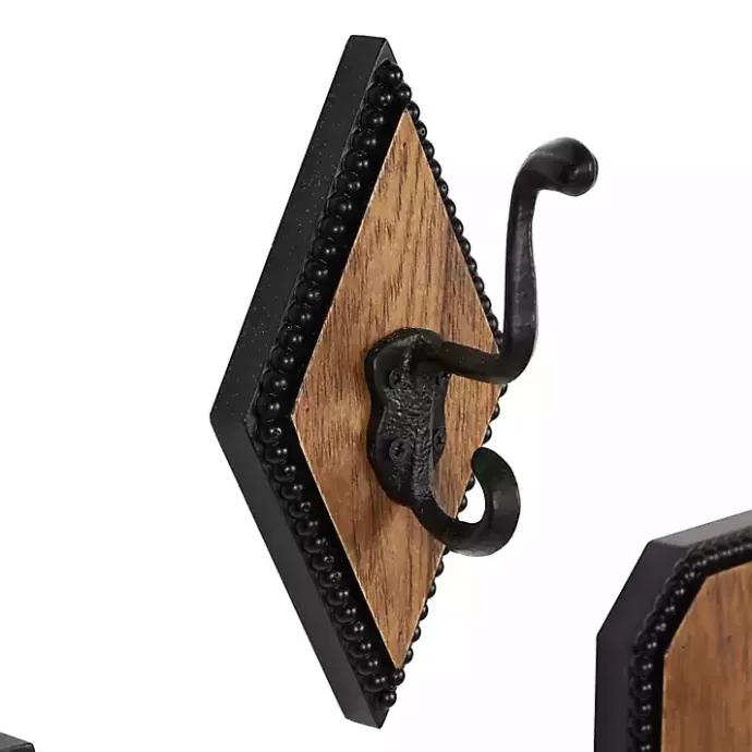 Discount Kirklands Home Metal and Wood Beaded Wall Hooks, Set of 4