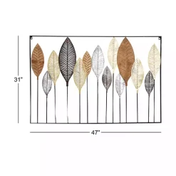 Hot Kirklands Home Metal and Wood Leaf Stems Wall Plaque Multi