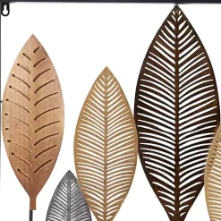 Hot Kirklands Home Metal and Wood Leaf Stems Wall Plaque Multi