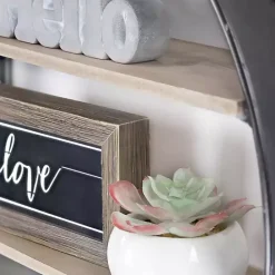 Online Kirklands Home Metal Circle Wall Shelf with Leather Strap