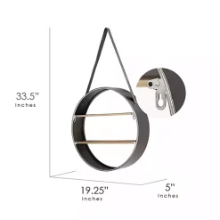 Online Kirklands Home Metal Circle Wall Shelf with Leather Strap