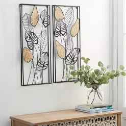 Best Kirklands Home Metal Palm Leaf Panel Wall Plaques, Set of 2