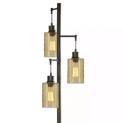 Clearance Kirklands Home Metal Robert Floor Lamp with Amber Glass Pendants Brown