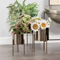 Best Kirklands Home Metallic Modern Iron Planters, Set of 3 Black