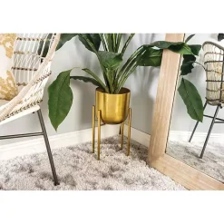 New Kirklands Home Metallic Planters with Stands, Set of 2 Gold