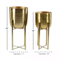 New Kirklands Home Metallic Planters with Stands, Set of 2 Gold