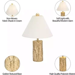 Online Kirklands Home Metallic Gold Textured Table Lamp Ivory