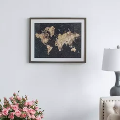 Best Kirklands Home Metallic Gold World Map Framed Art Print