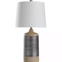 Hot Kirklands Home Metallic Silver Banded Table Lamp White