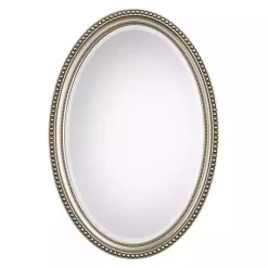 Discount Kirklands Home Metallic Silver Beaded Edge Oval Mirror