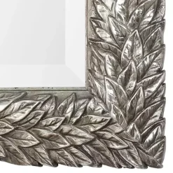 Hot Kirklands Home Metallic Silver Flowering Leaf Beveled Wall Mirror