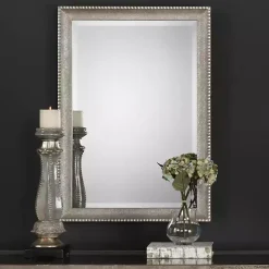 Online Kirklands Home Metallic Silver Textured Frame Wall Mirror