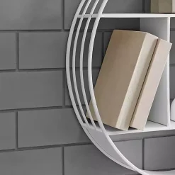 New Kirklands Home Metallic Metal Circular Frame Wall Shelf White