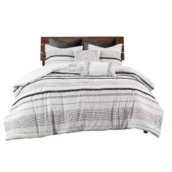 New Kirklands Home Mia White Striped 3-pc. King Comforter Set