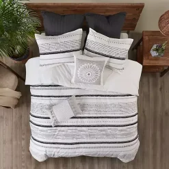 New Kirklands Home Mia White Striped 3-pc. King Comforter Set