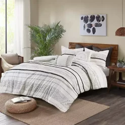 Kirklands Home Mia Striped 3-pc. King Duvet Cover Set White