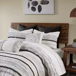 Kirklands Home Mia Striped 3-pc. King Duvet Cover Set White