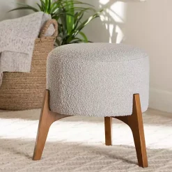 Clearance Kirklands Home Mid-Century Modern Boucle Ottoman Gray