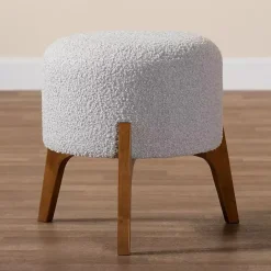Clearance Kirklands Home Mid-Century Modern Boucle Ottoman Gray