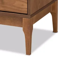 Online Kirklands Home Mid-Century Modern Rattan Walnut Cabinet Brown