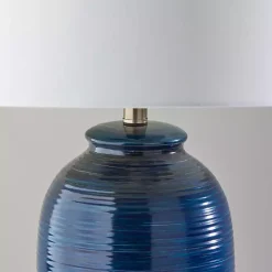 Outlet Kirklands Home Midnight Ribbed Alexis Table Lamp Blue