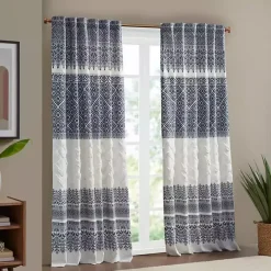 Online Kirklands Home Mila Horizontal Stripe Curtain Panel, 84 in. Blue