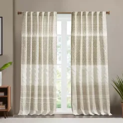 Online Kirklands Home Mila Horizontal Stripe Curtain Panel, 84 in. Tan
