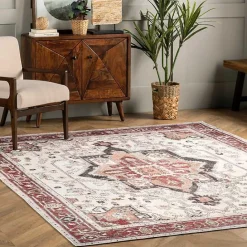 Best Kirklands Home Miley Traditional Medallion Washable Area Rug, 5x8