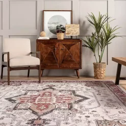 Best Kirklands Home Miley Traditional Medallion Washable Area Rug, 5x8