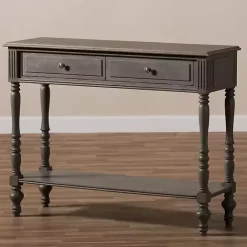 New Kirklands Home Mindi Wood Rustic Farmhouse Console Table Gray