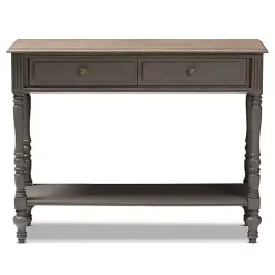 New Kirklands Home Mindi Wood Rustic Farmhouse Console Table Gray