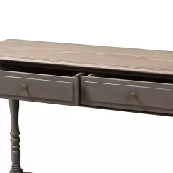 New Kirklands Home Mindi Wood Rustic Farmhouse Console Table Gray