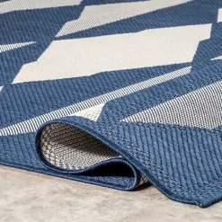 Kirklands Home Mitchell Blue Geo Diamonds Outdoor Rug, 5x8