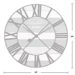 Outlet Kirklands Home Mixed Plank and Black Metal Wall Clock