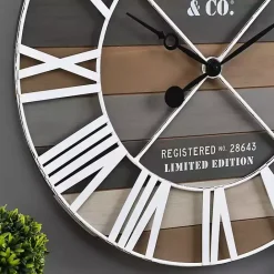 Outlet Kirklands Home Mixed Planks and White Wooden Wall Clock