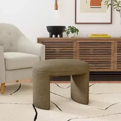 Sale Kirklands Home Mocha Oval Upholstered Ottoman Brown