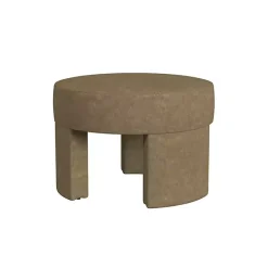 Discount Kirklands Home Mocha Round Upholstered Ottoman Brown