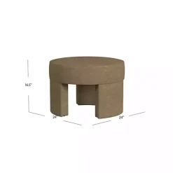 Discount Kirklands Home Mocha Round Upholstered Ottoman Brown