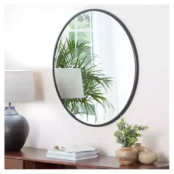 Sale Kirklands Home Modern Metal Round Wall Mirror Black