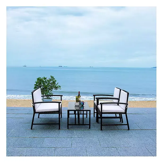 Clearance Kirklands Home Modern Wicker 4-pc. Outdoor Living Set Black
