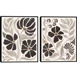 Outlet Kirklands Home Modern Petals Framed Canvas Art Prints, Set of 2