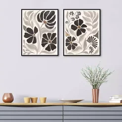 Outlet Kirklands Home Modern Petals Framed Canvas Art Prints, Set of 2