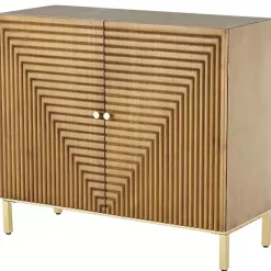Kirklands Home Modern Wood Geometric Cabinet Brown