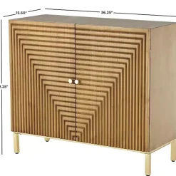Kirklands Home Modern Wood Geometric Cabinet Brown